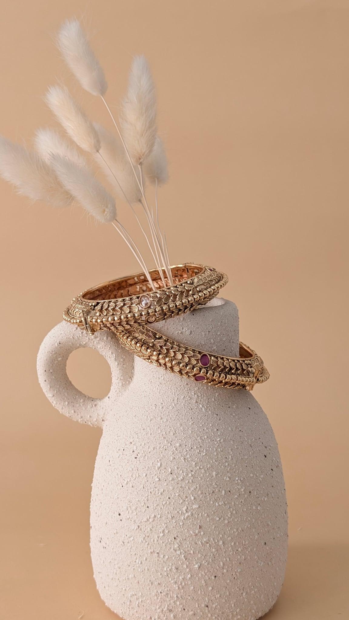 Ekana Antique Gold Openable Bangles - Outbox House