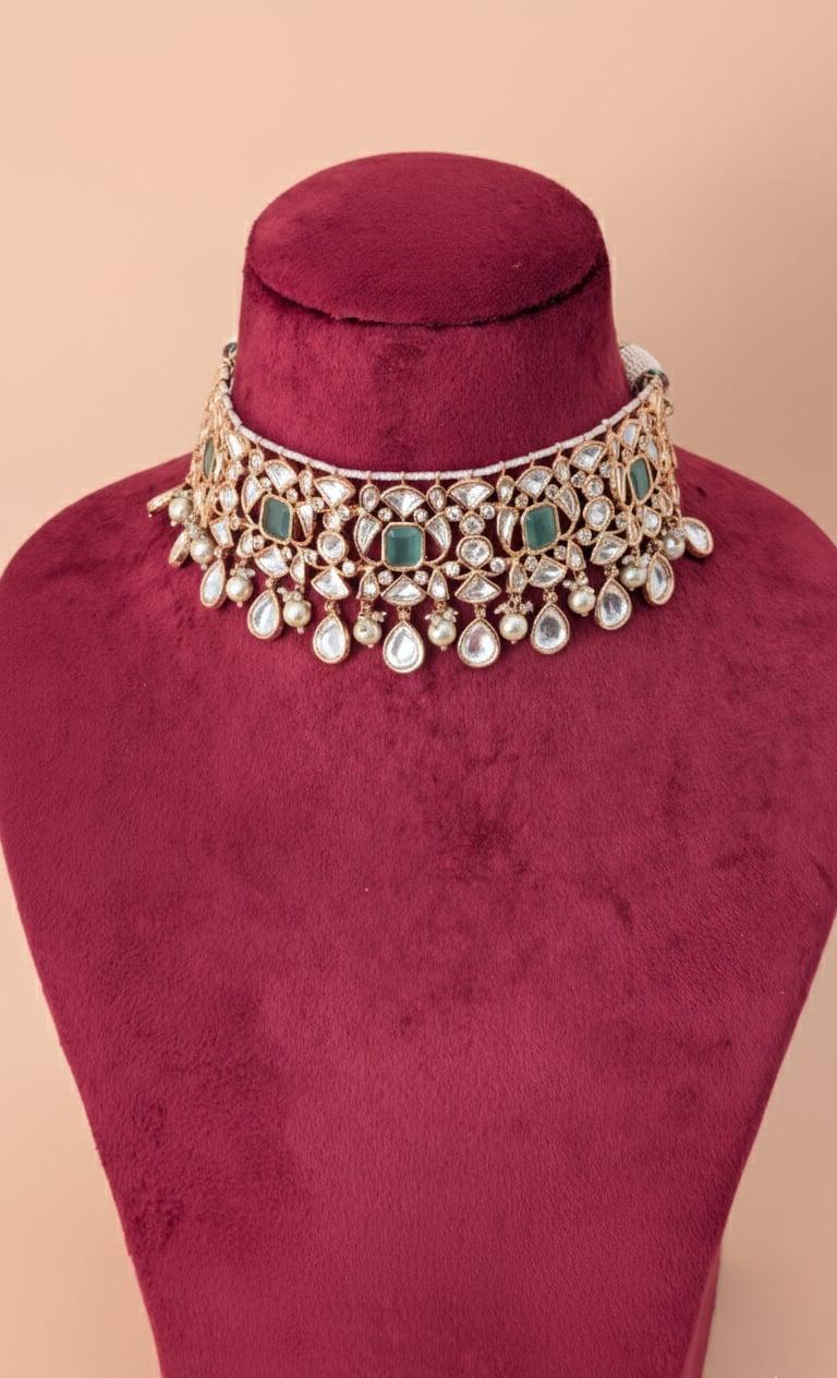 Era Choker necklace sets aqua blue - Outbox House