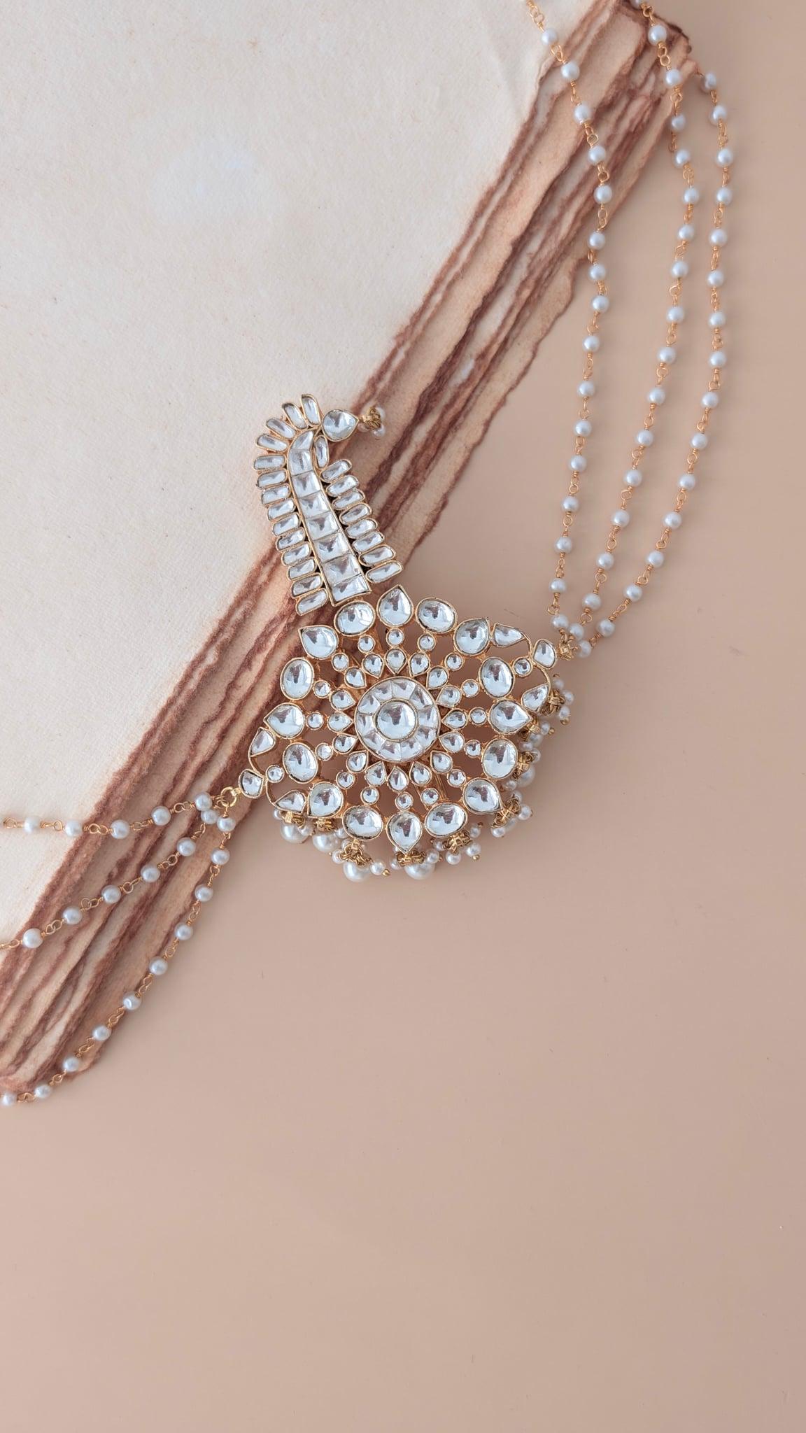 Rudra Kundan Kalgi with Pearl Drops - Outbox House