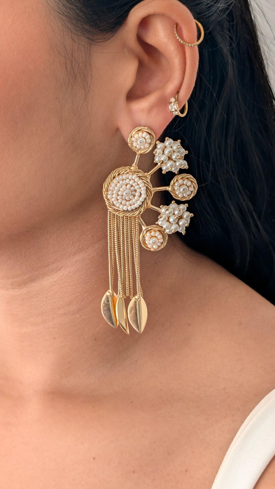 Ruh Pearl Tassel Drop Earrings - Outbox House