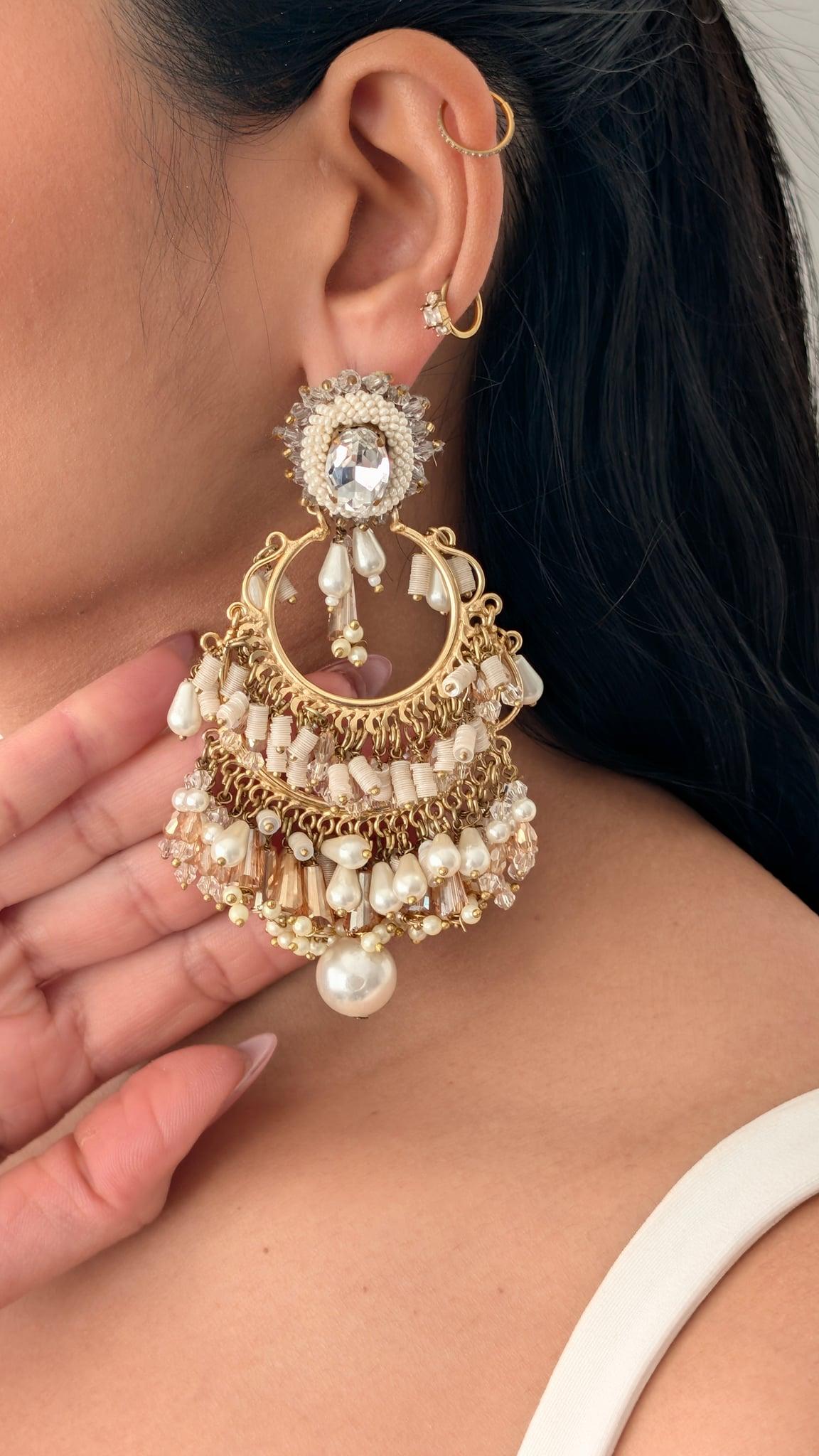Tamara Pearl Chandbali Earrings, Ivory - Outbox House